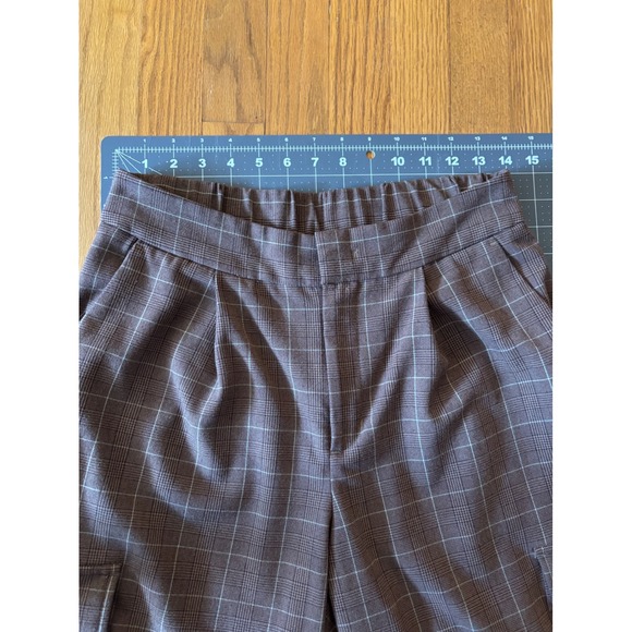 A New Day Womens Brown Plaid Cargo Jogger Pants High Rise Size 6 Tapered Leg - Picture 9 of 9